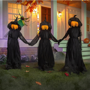 Halloween Black Witches with Hats Stakes